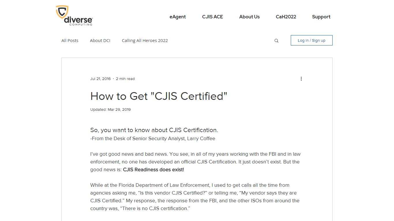 How to Get "CJIS Certified" - Diverse Computing, I