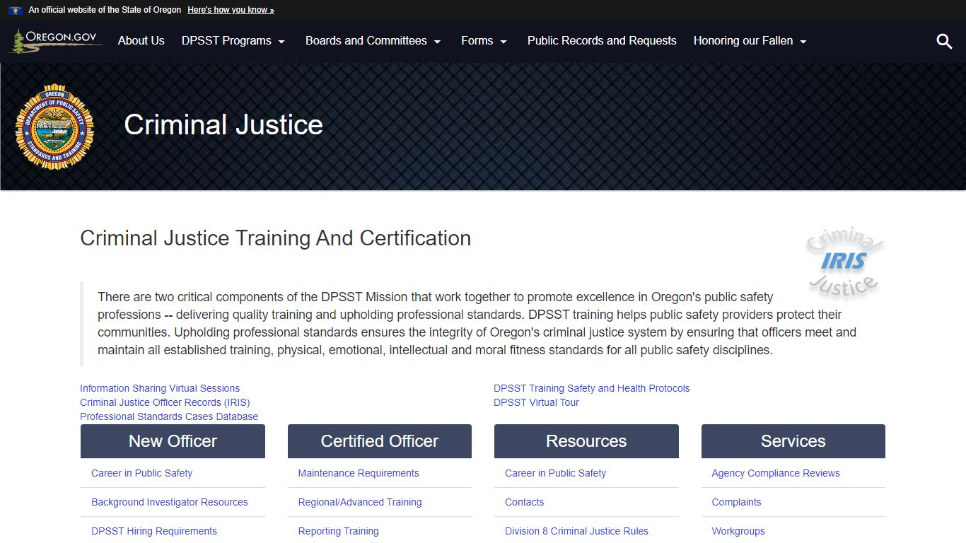 DPSST Criminal Justice Training and Certification - Oregon